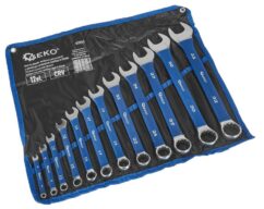 Llaves combinadas pulidas 6-32 mm, 12 uds. CRV con empuñadura de goma antideslizante