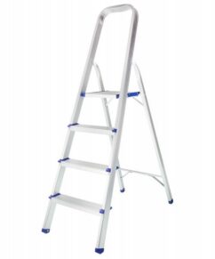 ESCALERA DOMÉSTICA DE ALUMINIO DE 4 PELDAÑOS, PLEGABLE, 150 kg