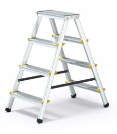 Escalera de aluminio, 2x4 peldaños, de doble cara, 150kg
