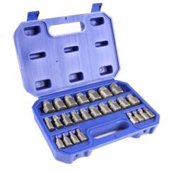 Un juego de extractores para tornillos y tuercas dañados, 49 elementos.