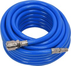MANGUERA PVC ARMADURA NEUMÁTICA 8MM X 10M CON CONECTORES RÁPIDOS