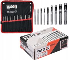 PUNZONES PARA CUERO, GOMA, PUNZONADOR, CORTADOR, JUEGO DE 9 PIEZAS. yato