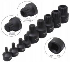 Llaves de vaso de bajo impacto SPLINE XZN 1/4"-3/8" M4-M18 juego de 10 piezas.