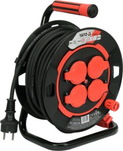 CABLE DE EXTENSIÓN DEL TAMBOR DE CONSTRUCCIÓN 20m 3x1,5mm FUSIBLE, 4 TOMAS, SÓLIDO