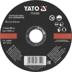 DISCO CORTE METAL ACERO INOXIDABLE 125x1.0x22.23mm MACIZO
