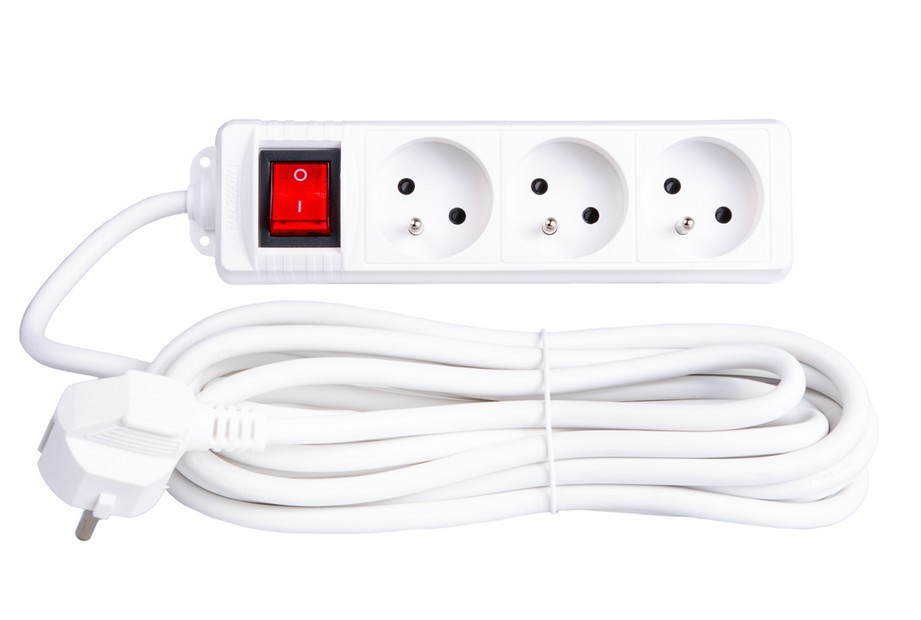 Alargador eléctrico, 3 enchufes, 5 m, regleta blanca - Imagen 6