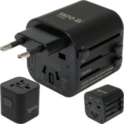 Adaptador de viaje universal 150 países. Toma con protección