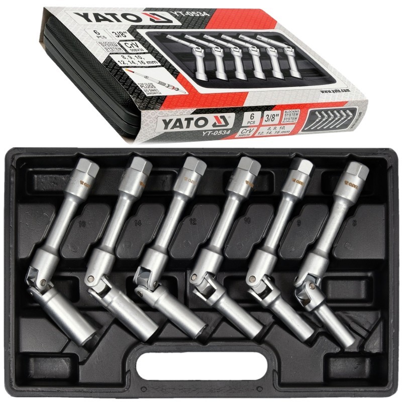 LLAVES PARA BUJÍAS DE PRECALENTAMIENTO 8-16mm ARTICULADAS 3/8' JUEGO 6 uds.