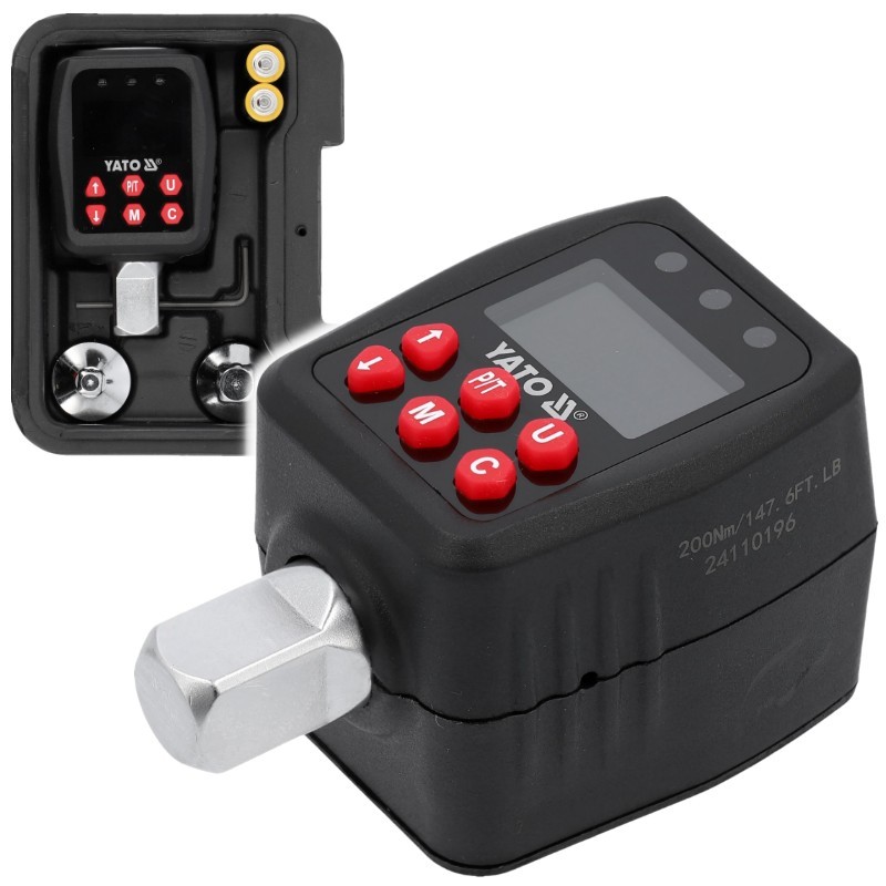 Adaptador de par electrónico 10-200NM 1/2'+1/4'+3/8' LCD