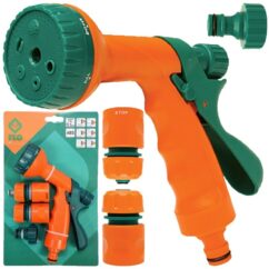 Pistola de riego aspersor + conectores de 4 piezas. 1/2' FLO