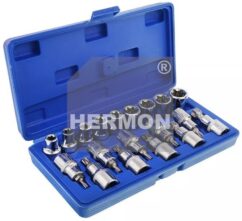 TORX Juego de vasos E10-E24 y puntas TORXY T20-T70 1/2' 19 uds.