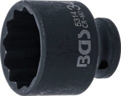 Vaso de impacto de 34 mm y 12 puntos. 1/2' CR-Mo, BGS-Alemania