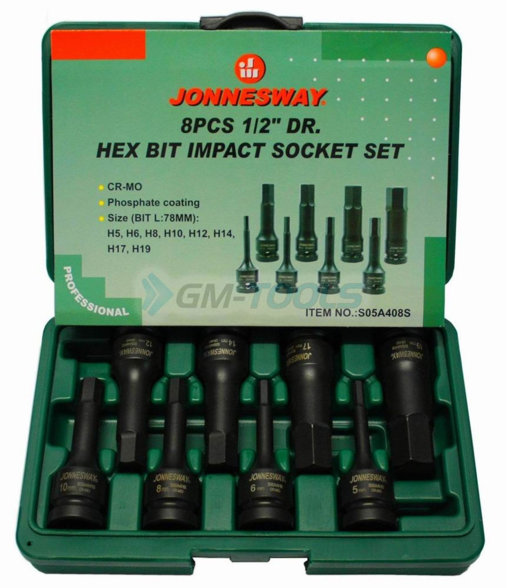 LLAVES DE IMPACTO HEXAGONALES H5-H19 1/2' JONNESWAY