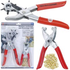 Set para engarzar ojales 2-4,5 mm Perforadora + engarzadora 102 uds.