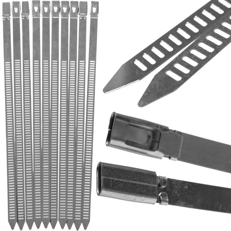 Abrazaderas para tapajuntas 7x200mm acero inoxidable, 10 uds. Juego de abrazaderas