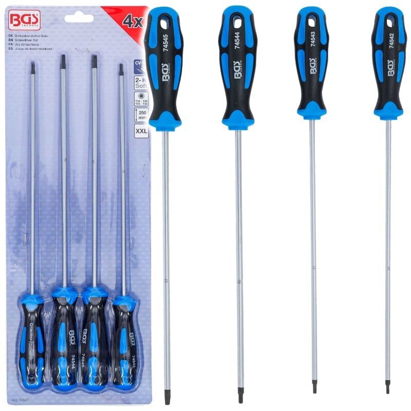 Juego de destornilladores Torx extralargos T15-T30 Torx 4 uds. BGS-Alemania