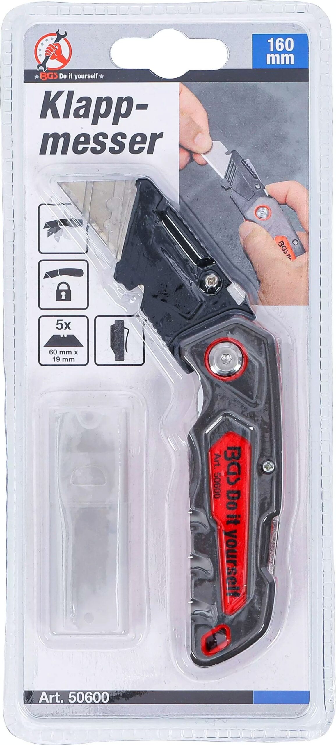 Navaja plegable con cerradura 160 mm + hojas trapezoidales 5 uds. - Imagen 11