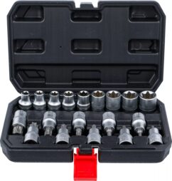 Torx Vasos Torx E10-E24 + avellanador T20-T70, juego de 19 piezas.