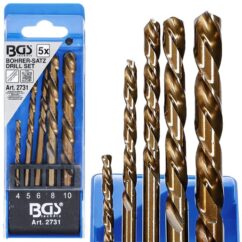 Brocas de titanio para zurdos. Juego de brocas 4,5,6,8,10mm 5 uds.