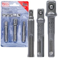 ADAPTADORES SDS-PLUS PARA VASOS 1/4'+3/8'+1/2' 3PCS BGS-Alemania