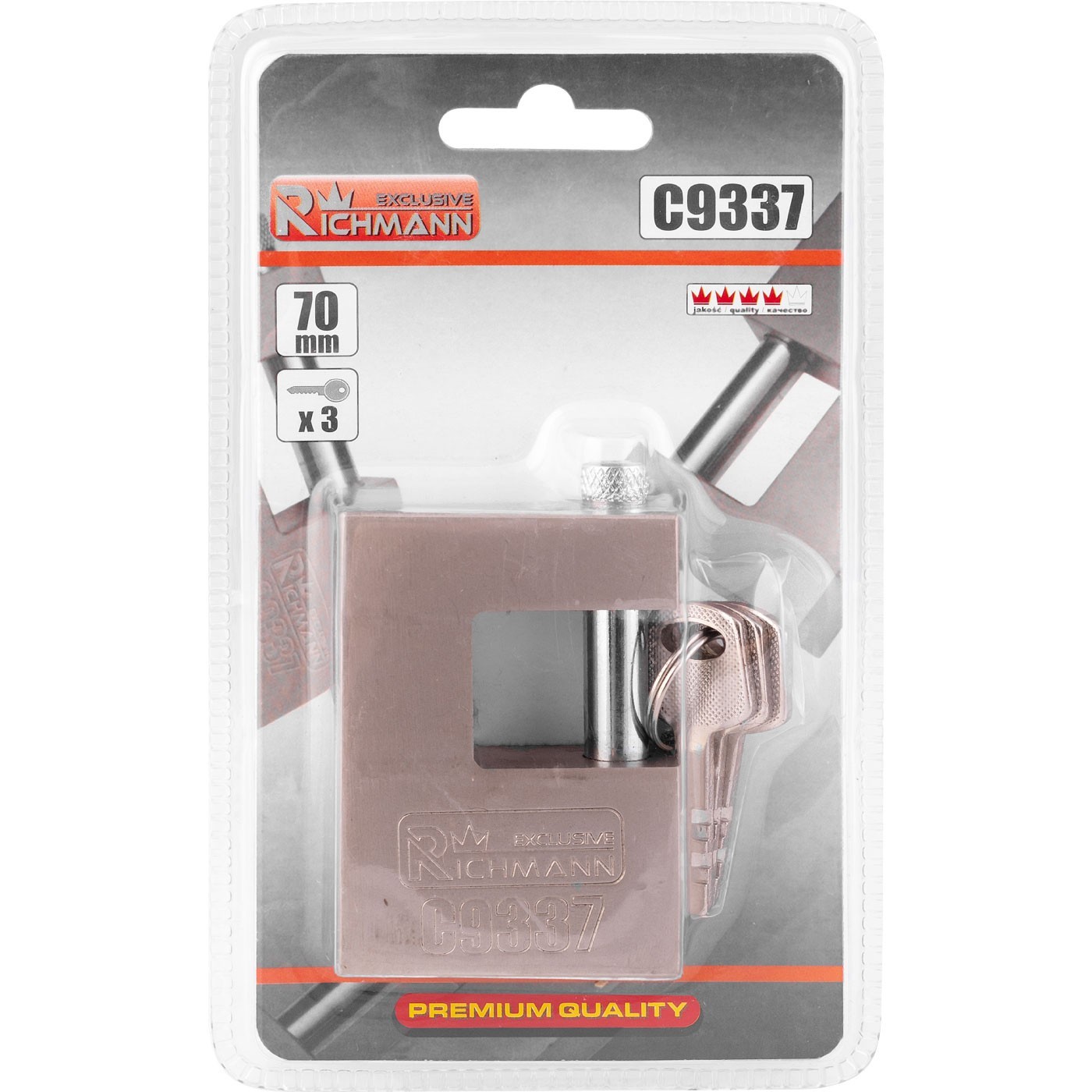 CANDADO MODELO ACERO 70mm + 3 LLAVES MACIZO RICHMANN - Imagen 4
