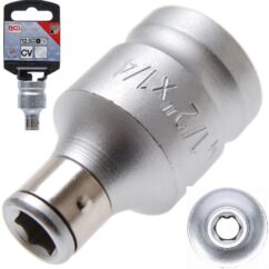 Adaptador portapuntas 6 puntos 1/4' 6,3mm entrada 1/2' BGS-Alemania