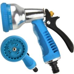 Pistola pulverizadora de 8 funciones con mango de goma.