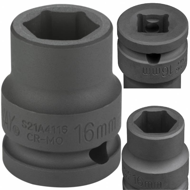 Vaso de impacto Jonnesway de 6 puntos de 1/2" Easy Fit de 16 mm