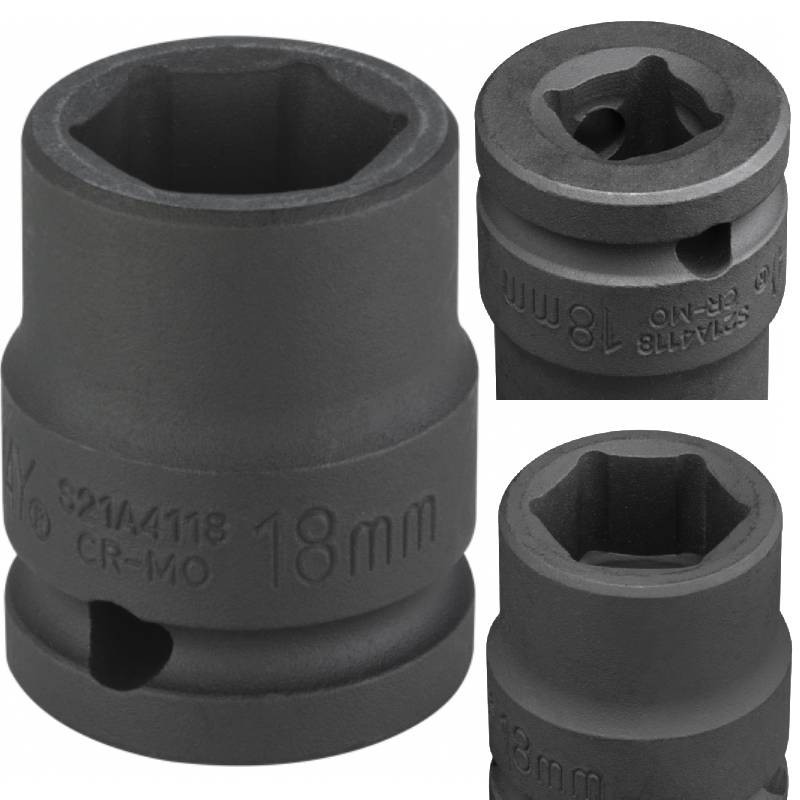 Vaso de impacto Jonnesway de 6 puntos de 1/2" Easy Fit de 18 mm